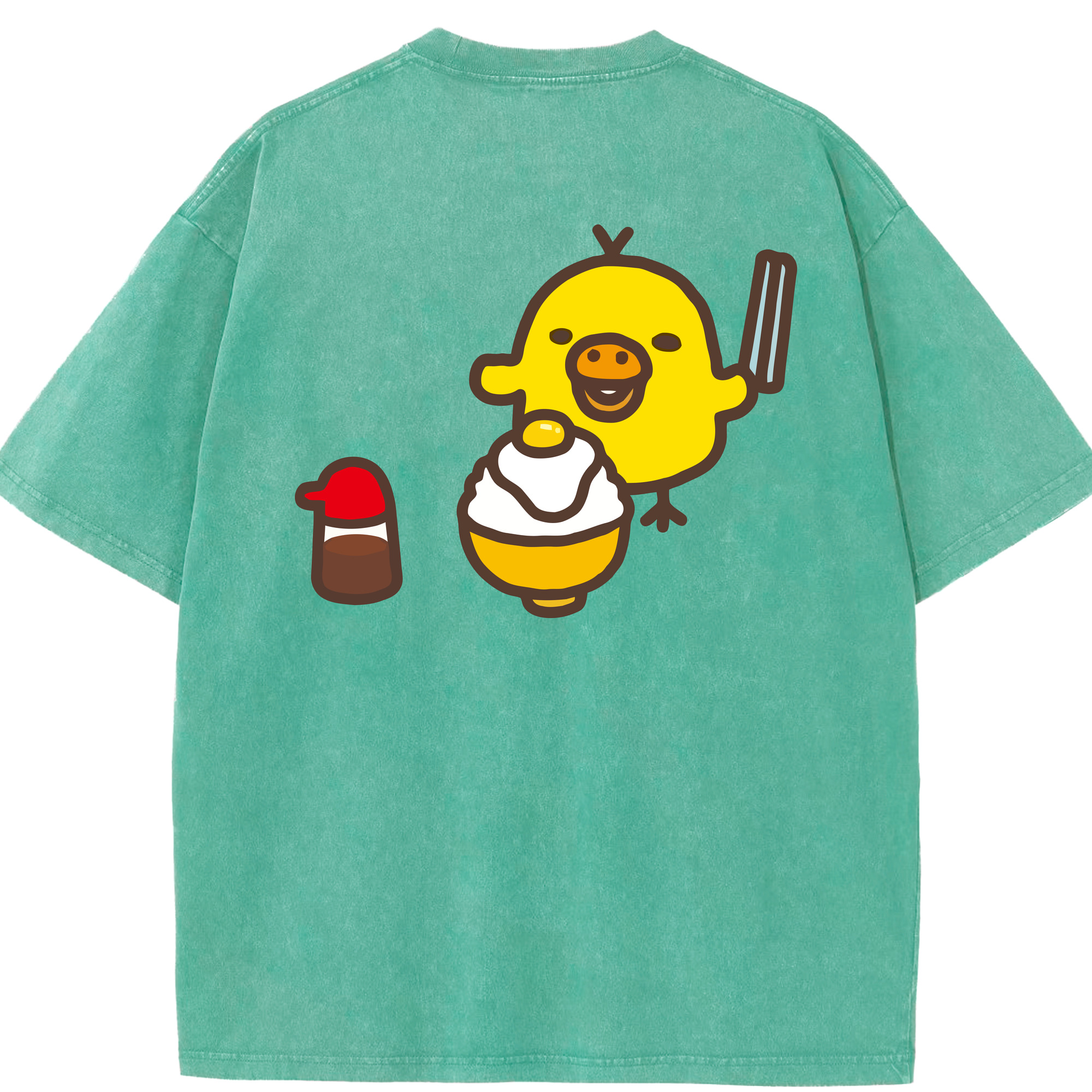 （画像用） リラックマ リラックマ キイロイトリ Rilakkuma Korilakkuma Kiiroitori 綿100% ヴィンテージ風 半袖Tシャツ（背面プリント）